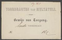 Bewijs van toegang eerste Voordragt